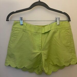 J. Crew Lime Green Shorts with Scalloped Hem